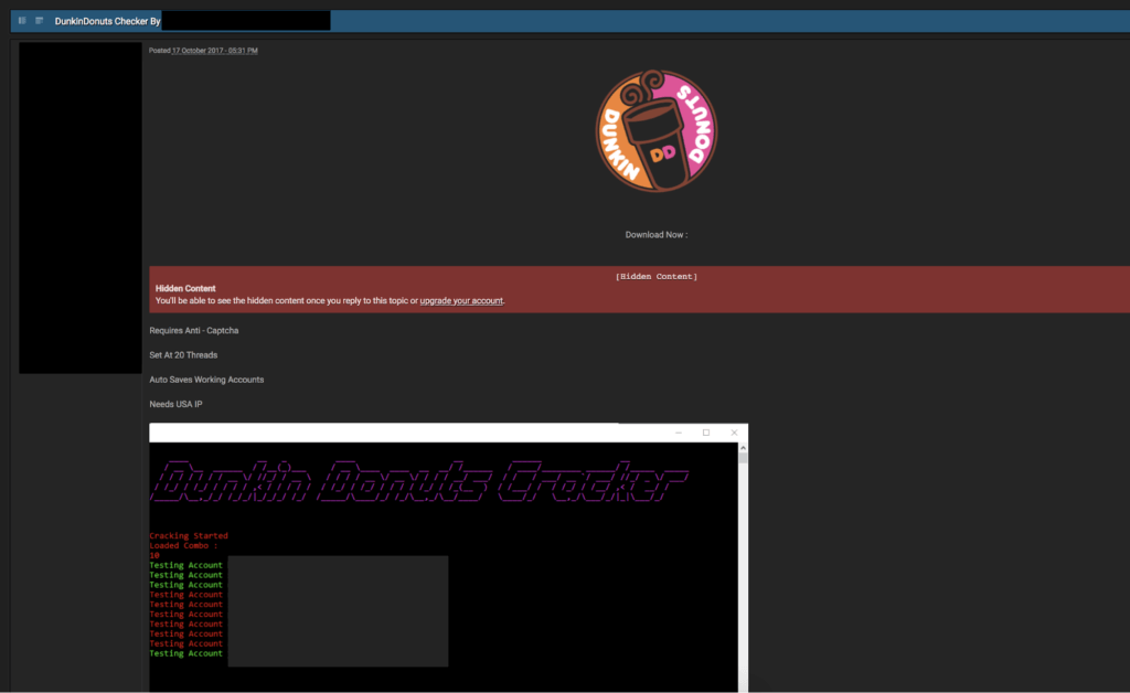 Figure 1: Screenshot of an actor’s advertisement of a custom cracking tool to a popular cracking forum.