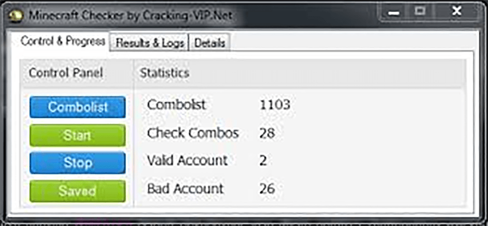 Screenshot of a custom Minecraft checker from an online cracking community.