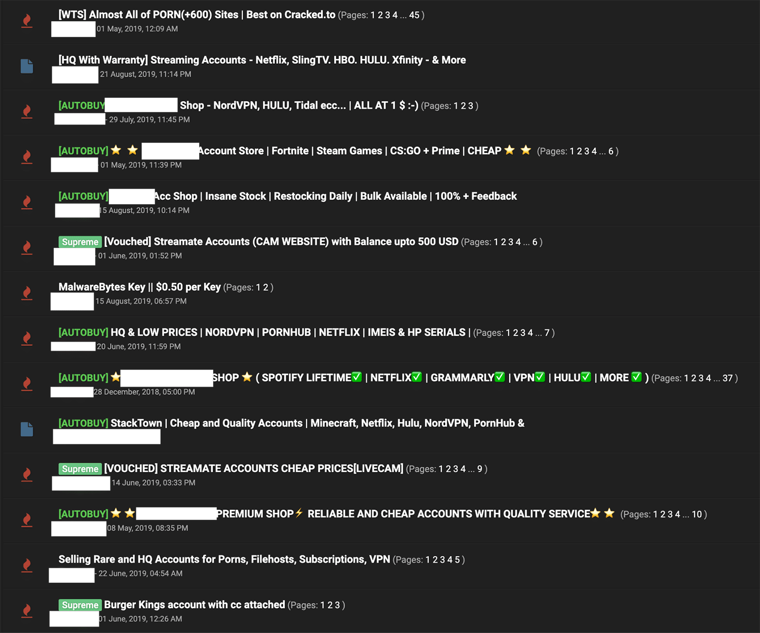 Cracked accounts for sale
