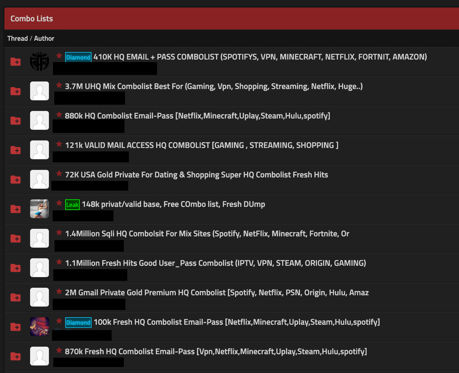 Combolist advertisements