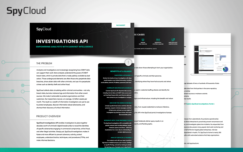 Investigation API Datasheet