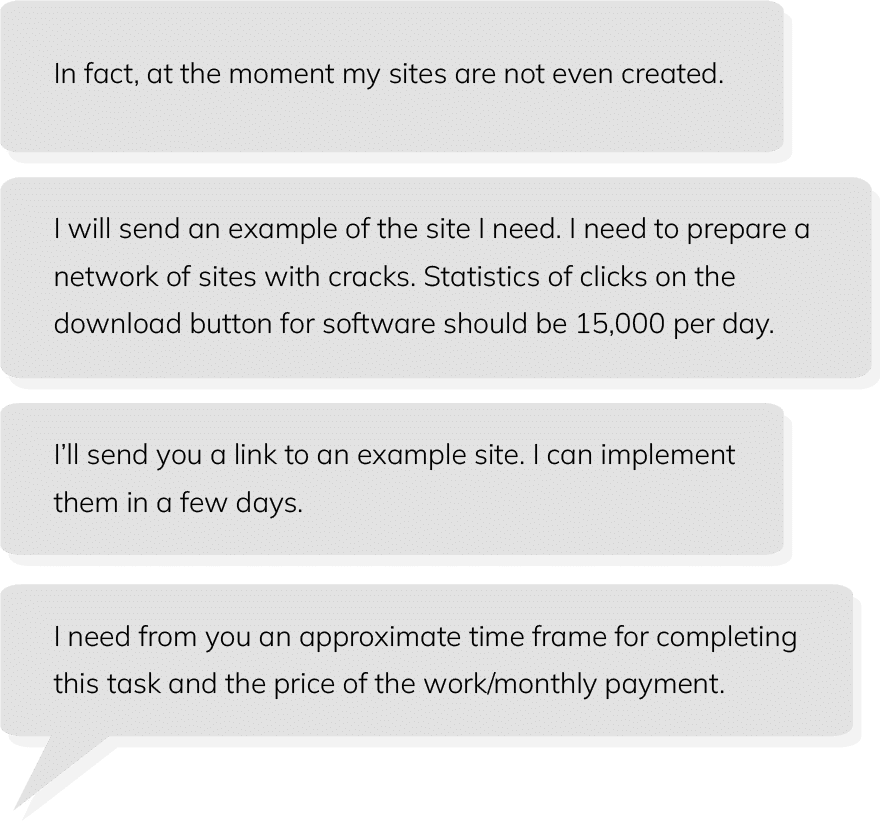 Representation of communications from Admin