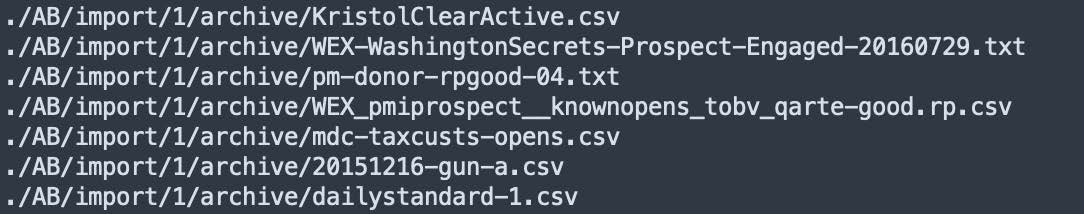 Filenames from the ‘Mailing Lists’ database showing references to other media outlets